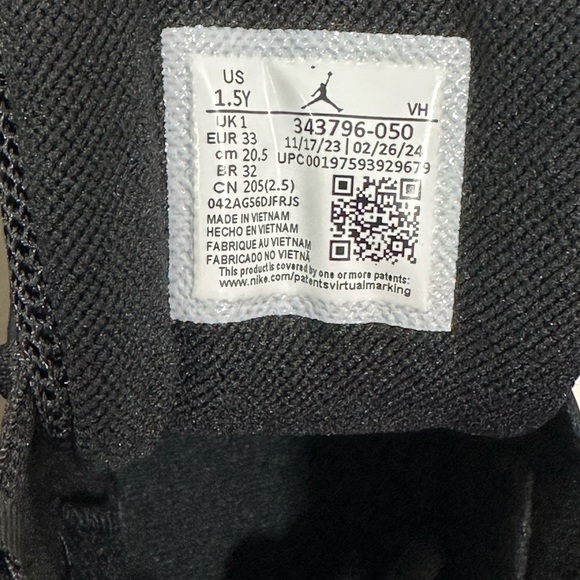 Jordan Little Kid's True Flight Black/Phantom-Anthracite size 1.5Y 20.5 cm - Picture 10 of 10